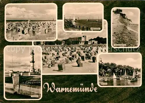 AK / Ansichtskarte Warnemuende Ostseebad Badestrand Leuchtturm Kurhaus Am Strom Kat. Rostock