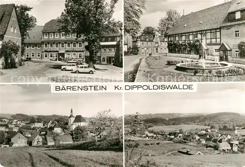 AK / Ansichtskarte Dippoldiswalde Osterzgebirge Baerenstein Teilansicht Panorama Brunnen Kat. Dippoldiswalde