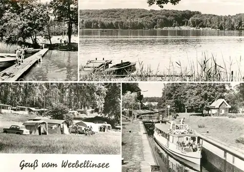 AK / Ansichtskarte Werbellin See Campingplatz Schiffsschleuse Badestelle Kat. Schorfheide