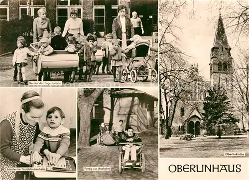 AK / Ansichtskarte Babelsberg Oberlinhaus Aussfahrt Kinder der Tagesgrippe  Oberlinskirche Kat. Potsdam