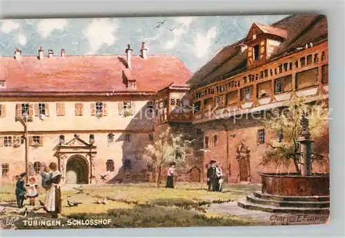 AK / Ansichtskarte Verlag Tucks Oilette Nr. 645 B Tuebingen Schloss Hohentuebingen Schlosshof  Kat. Verlage