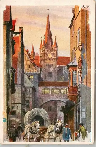 AK / Ansichtskarte Kley Nuernberg Rathausgasse  Kat. Kuenstlerlitho