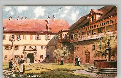 AK / Ansichtskarte Verlag Tucks Oilette Nr. 615 B Tuebingen Schloss Hohentuebingen Schlosshof Charles E. Flower  Kat. Verlage