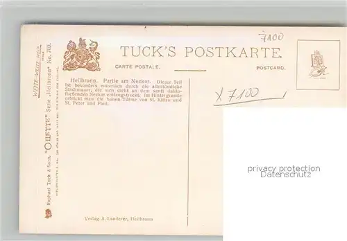 AK / Ansichtskarte Verlag Tucks Oilette Nr. 709 Heilbronn Partie am Neckar Charles E. Flower  Kat. Verlage