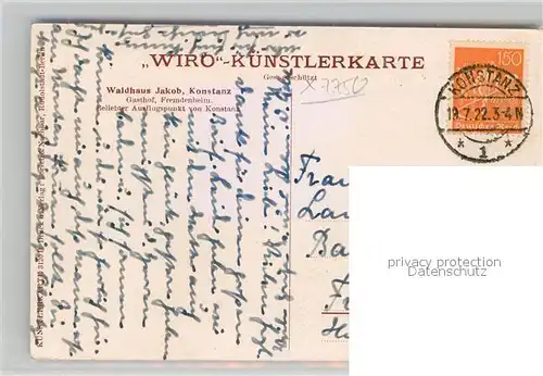 AK / Ansichtskarte Verlag WIRO Wiedemann Nr. 3120 B Waldhaus Jakob Konstanz  Kat. Verlage