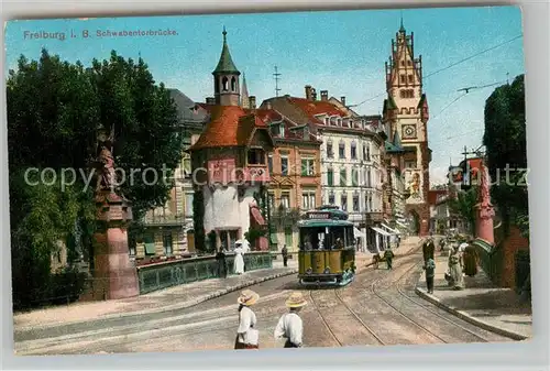 AK / Ansichtskarte Strassenbahn Freiburg im Breisgau Schwabentorbruecke  Kat. Strassenbahn