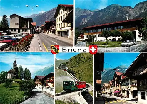 AK / Ansichtskarte Brienz BE Teilansichten Strassenpartie Zahnradbahn Kirche Alpen Kat. Brienz