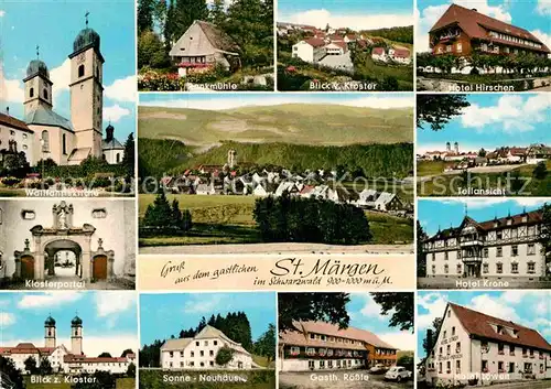 AK / Ansichtskarte St Maergen Teilansichten mit Kloster Wallfahrtskirche Landschaftspanorama Schwarzwald Kat. St. Maergen