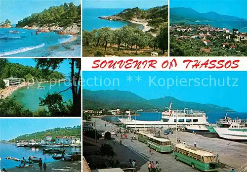 AK / Ansichtskarte Thassos Panorama Kueste Hafen Faehre Kat. Griechenland