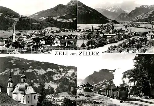 AK / Ansichtskarte Zell Ziller Tirol Fliegeraufnahme Dampflok Kirche Kat. Zell am Ziller