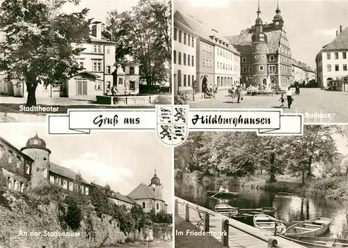 AK / Ansichtskarte Hildburghausen Rathaus Stadttheater Stadtmauer Friedenspark Kat. Hildburghausen