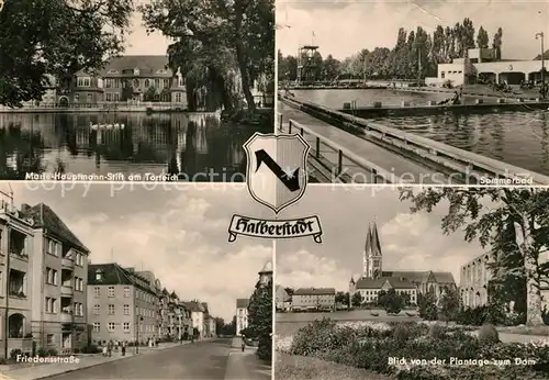 AK / Ansichtskarte Halberstadt Sommerbad Marie Hauptmann Stift Friedensstrasse Dom Kat. Halberstadt