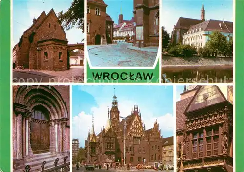 AK / Ansichtskarte Wroclaw Dominsel Innenstadt Barock Kloster Portal Rathaus Fassade Kat. Wroclaw Breslau