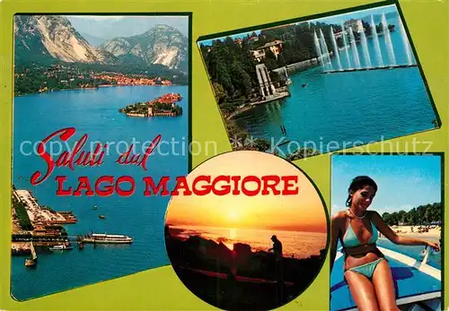 AK / Ansichtskarte Lago Maggiore Panorama Insel Strand Abendstimmung am See Fontaene Kat. Italien