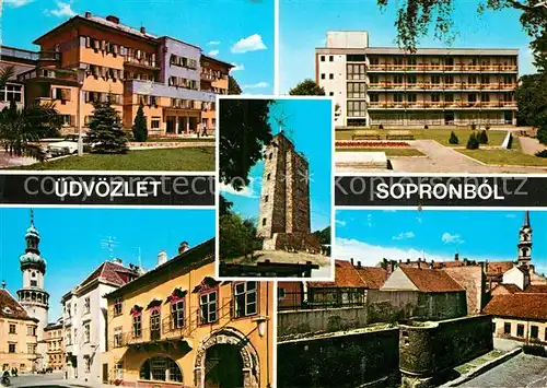 AK / Ansichtskarte Sopron Teilansichten Gebaeude Turm Stadtmauer Kirche