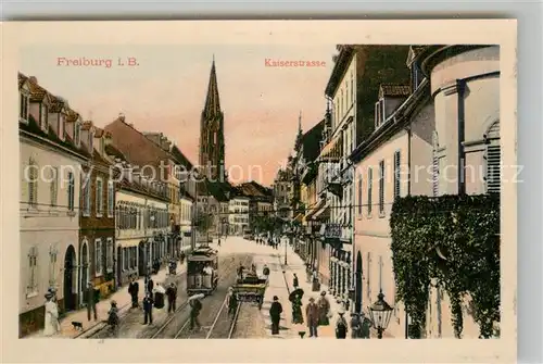 AK / Ansichtskarte Strassenbahn Freiburg im Breisgau Kaiserstrasse  Kat. Strassenbahn