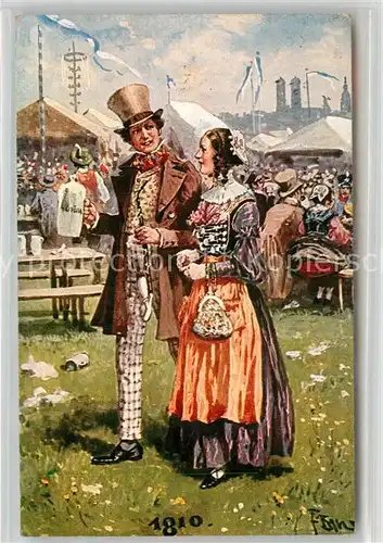 AK / Ansichtskarte Oktoberfest Muenchen 1810 Kuenstlerkarte  Kat. Feiern und Feste