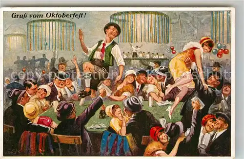 AK / Ansichtskarte Oktoberfest Muenchen Festzelt Tanz  Kat. Feiern und Feste