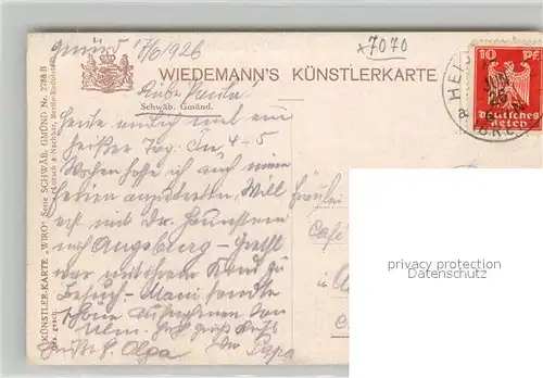 AK / Ansichtskarte Verlag Wiedemann WIRO Nr. 2788 B Schwaebisch Gmuend  Kat. Verlage