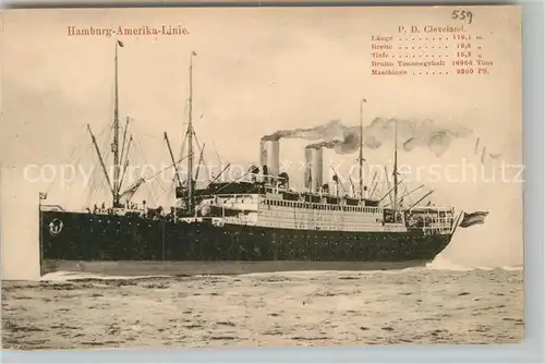 AK / Ansichtskarte Dampfer Oceanliner P.D. Cleveland Hamburg Amerika Linie Kat. Schiffe