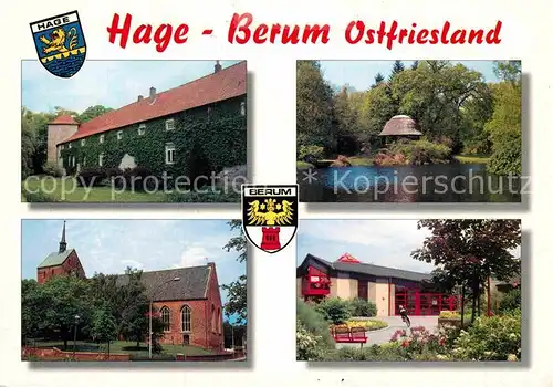 AK / Ansichtskarte Berum Ostfriesland Burg Kirche Teich  Kat. Hage