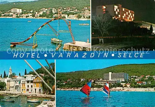AK / Ansichtskarte Selce Crikvenica Hotel Varazdin Badestrand Windsurfen Rutschbahn Kat. Kroatien