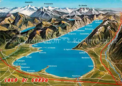 AK / Ansichtskarte Gardasee Lago di Garda und Umgebung Alpen aus der Vogelperspektive Kat. Italien
