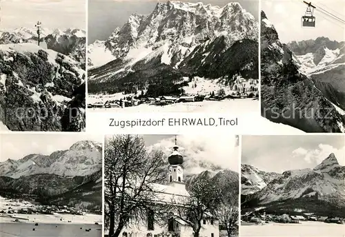 AK / Ansichtskarte Ehrwald Tirol Zugspitze Kirche Teilansicht Seilbahn