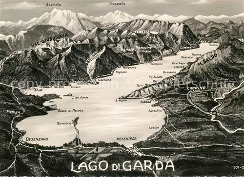 AK / Ansichtskarte Gardasee Lago di Garda Landkarte Kat. Italien