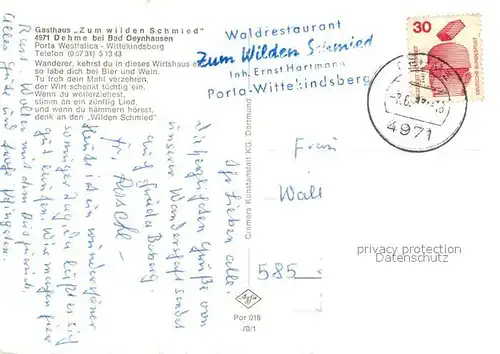AK / Ansichtskarte Dehme Gasthaus zum wilden Schmied Kaiser Wilhelm Denkmal Weserbogen  Kat. Bad Oeynhausen