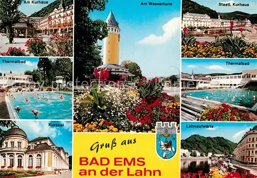 AK / Ansichtskarte Bad Ems Wasserturm Kurhaus Thermalbad Lahnaufwaerts Kursaal  Kat. Bad Ems