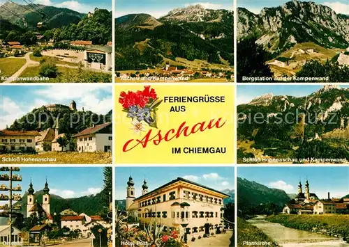 AK / Ansichtskarte Aschau Chiemgau Kampenwandbahn Schloss Hohenaschau Hotel Post Kat. Aschau i.Chiemgau