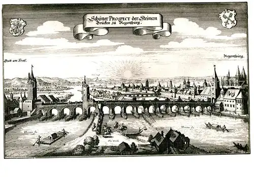 AK / Ansichtskarte Regensburg nach Kupferstich von Matthaeus Merian Kat. Regensburg