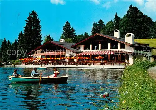 AK / Ansichtskarte Riessersee See Cafe Kat. Garmisch Partenkirchen