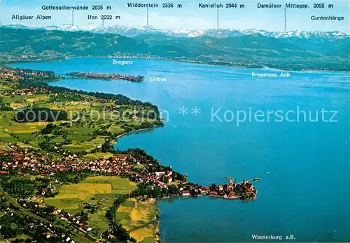AK / Ansichtskarte Wasserburg Bodensee Fliegeraufnahme Obersee Kat. Wasserburg (Bodensee)