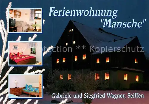 AK / Ansichtskarte Seiffen Erzgebirge Ferienwohnung Mansche Nachtaufnahme Kat. Kurort Seiffen Erzgebirge