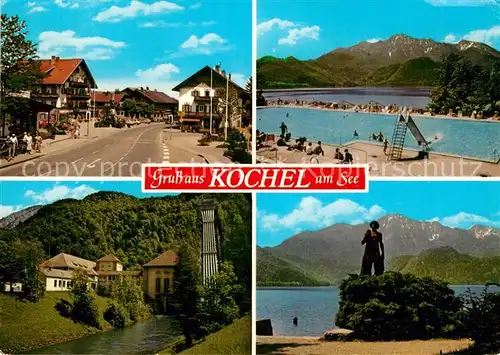 AK / Ansichtskarte Kochel See Strassenpartie Schwimbad Kraftwerk Kat. Kochel a.See