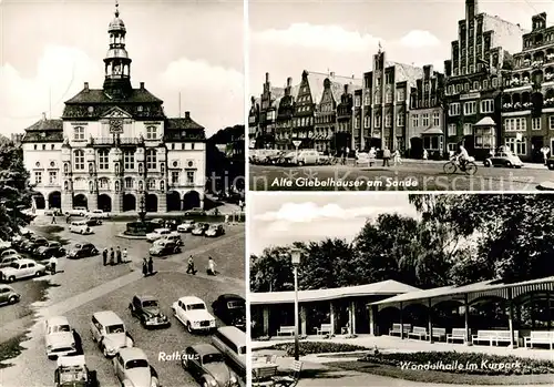 AK / Ansichtskarte Lueneburg Rathaus Alte Giebelhaeuser am Sande Wandelhalle im Kurpark Kat. Lueneburg