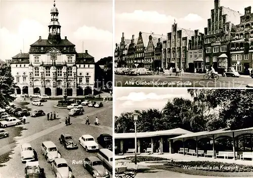 AK / Ansichtskarte Lueneburg Rathaus Alte Giebelhaeuser am Sande Wandelhalle im Kurpark Kat. Lueneburg