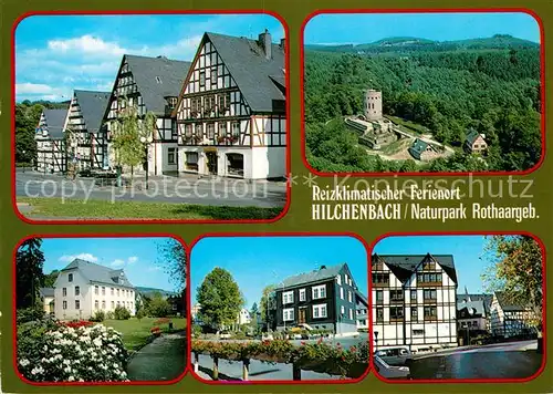AK / Ansichtskarte Hilchenbach Siegerland Fachwerkhaeuser Schloss Fliegeraufnahme Rohaargebirge Kat. Hilchenbach
