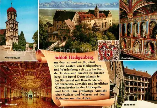 AK / Ansichtskarte Heiligenberg Baden Schloss Heiligenberg Glockenturm Oratorium Rittersaal Innenhof Kat. Heiligenberg