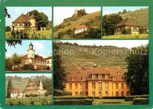 AK / Ansichtskarte Radebeul Hofloessnitz Jakobstein Turmhaus Bennoschloesschen Schloss Wackerbarths Ruhe Kat. Radebeul