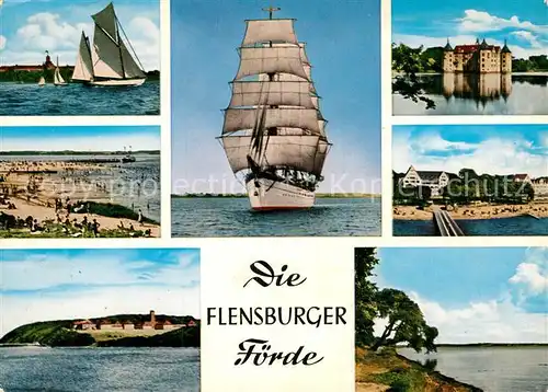 AK / Ansichtskarte Flensburg Muerwik Solituede Meierwik Schulschiff Gorch Fock Schloss Gluecksburg Foerde bei Holnis Kat. Flensburg