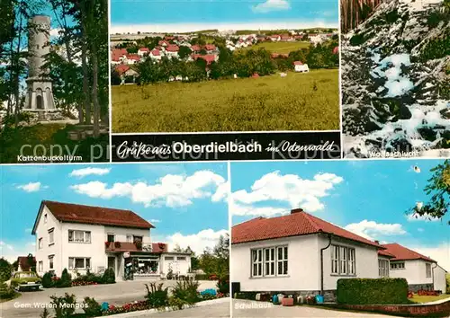 AK / Ansichtskarte Oberdielbach Gesamtansicht Katzenbuckelturm Schulhaus Kat. Waldbrunn