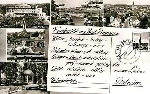 AK / Ansichtskarte Bad Rappenau Freiluftklinik Sprudelbecken Brunnentempel Stadtansicht mit Kirche Bromsilber Kat. Bad Rappenau