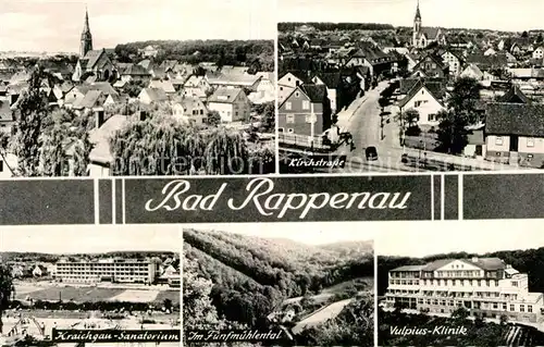 AK / Ansichtskarte Bad Rappenau Stadtpanorama mit Kirche Klinik Sanatorium Kirchstrasse Fuenfmuehlental Kat. Bad Rappenau