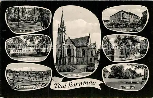 AK / Ansichtskarte Bad Rappenau Musikhalle Kurhotel Kurmittelhaus Soleschwimmbad Kirche Schloss Kat. Bad Rappenau