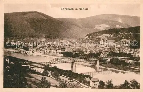 AK / Ansichtskarte Eberbach Neckar Panorama Bruecke Kat. Eberbach