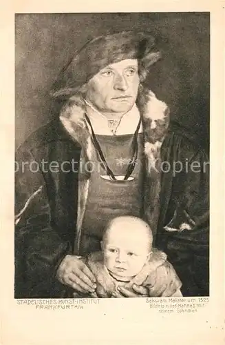 AK / Ansichtskarte Kuenstlerkarte Schwaebischer Meister um 1525 Bildnis eines Mannes mir seinem Soehnchen  Kat. Kuenstlerkarte