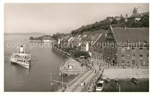 AK / Ansichtskarte Dampfer Seitenrad Meersburg Bodensee Hafen  Kat. Schiffe